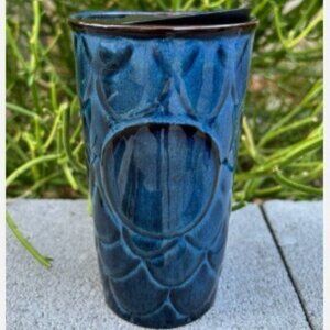 Starbucks 2017 Anniversary Blue Scales Siren Relief Ceramic Tumbler